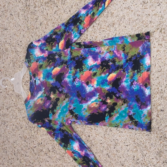 Vera Wang long sleeve tie dye multicolor top medium - Picture 2 of 7